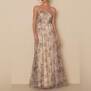 Most Beautiful Day Ivory Multi Floral Print Organza Maxi Dress
